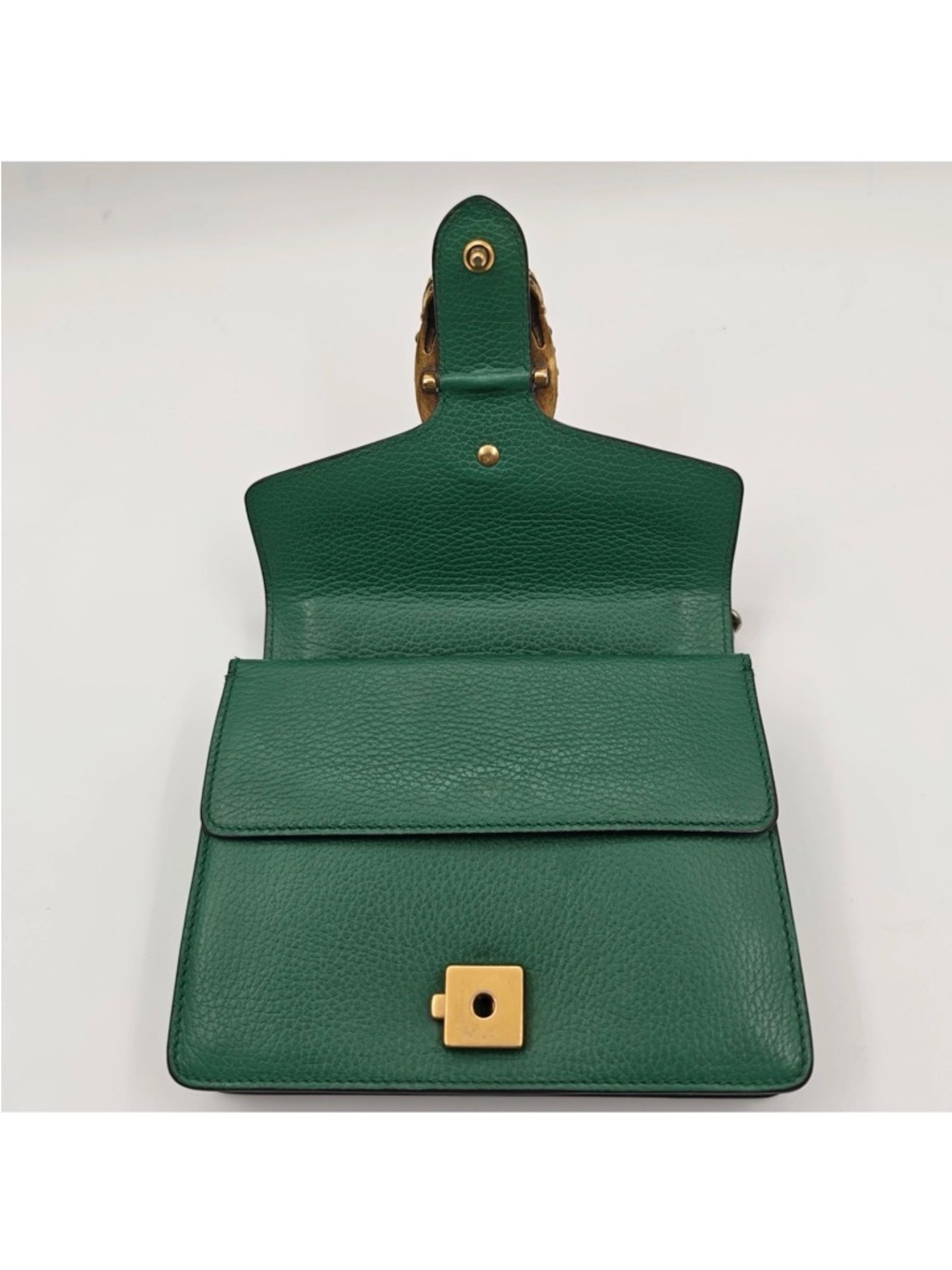 Gucci Dionysus Green Leather Chain Shoulder Bag Tiger Head - Picture 7 of 12